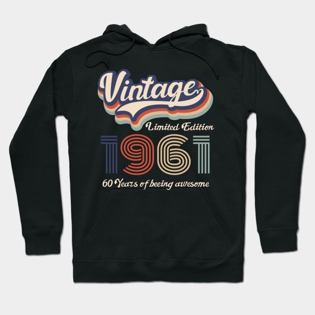 1961 Vintage Birthday Gift Tee Retro Style Hoodie by FNO